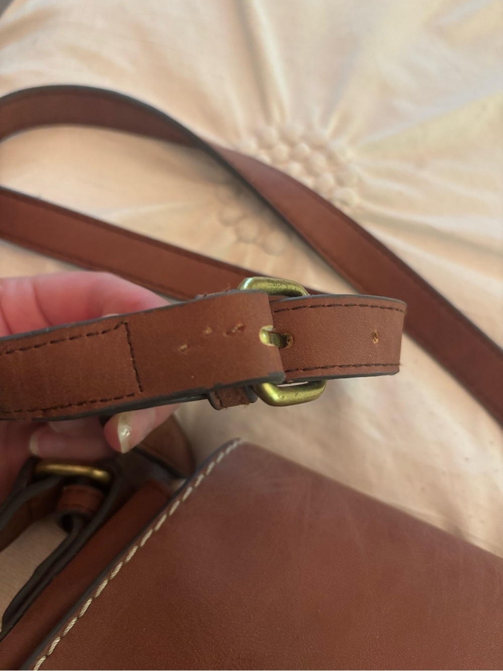 Merona Brown Leather Crossbody Bag with Tassel - Picture 5 of 6